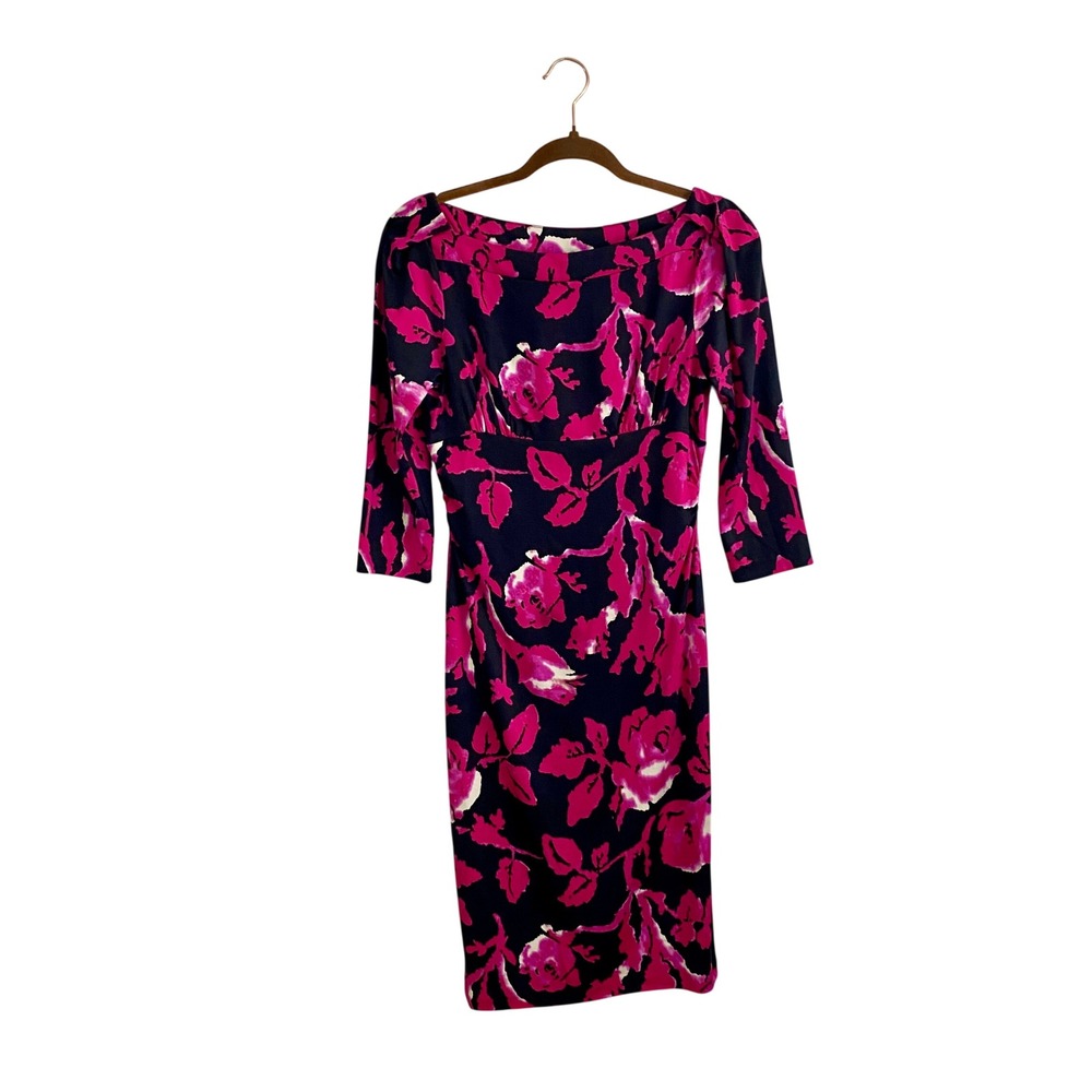 Diane von Furstenberg DVF Soffer 100% Silk Jersey Dress Pink Rose Floral 6